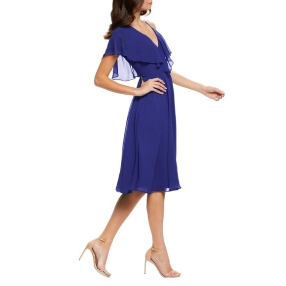 DRESS the Population Sapphire Claudia Ruffle Fit and Flat Midi Dress size XS - Picture 5 of 16
